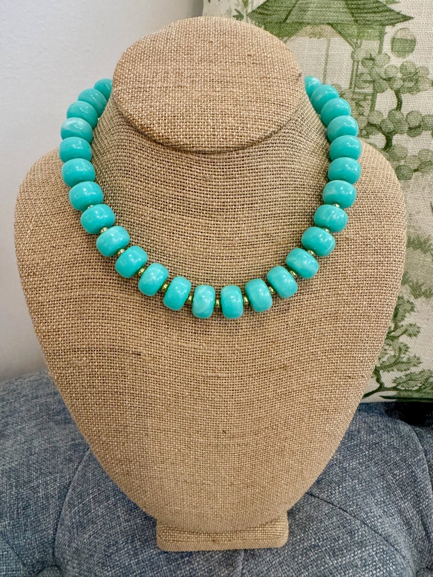 Teal Beaded Necklace - Small Beads