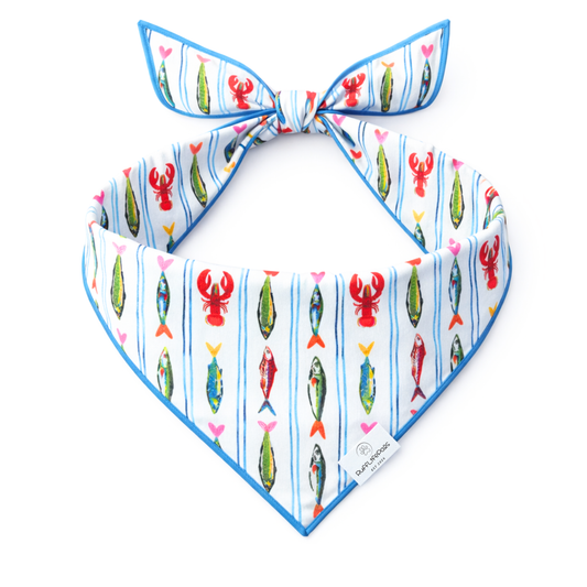 Coastal Fish Striped Dog Bandana: L/XL