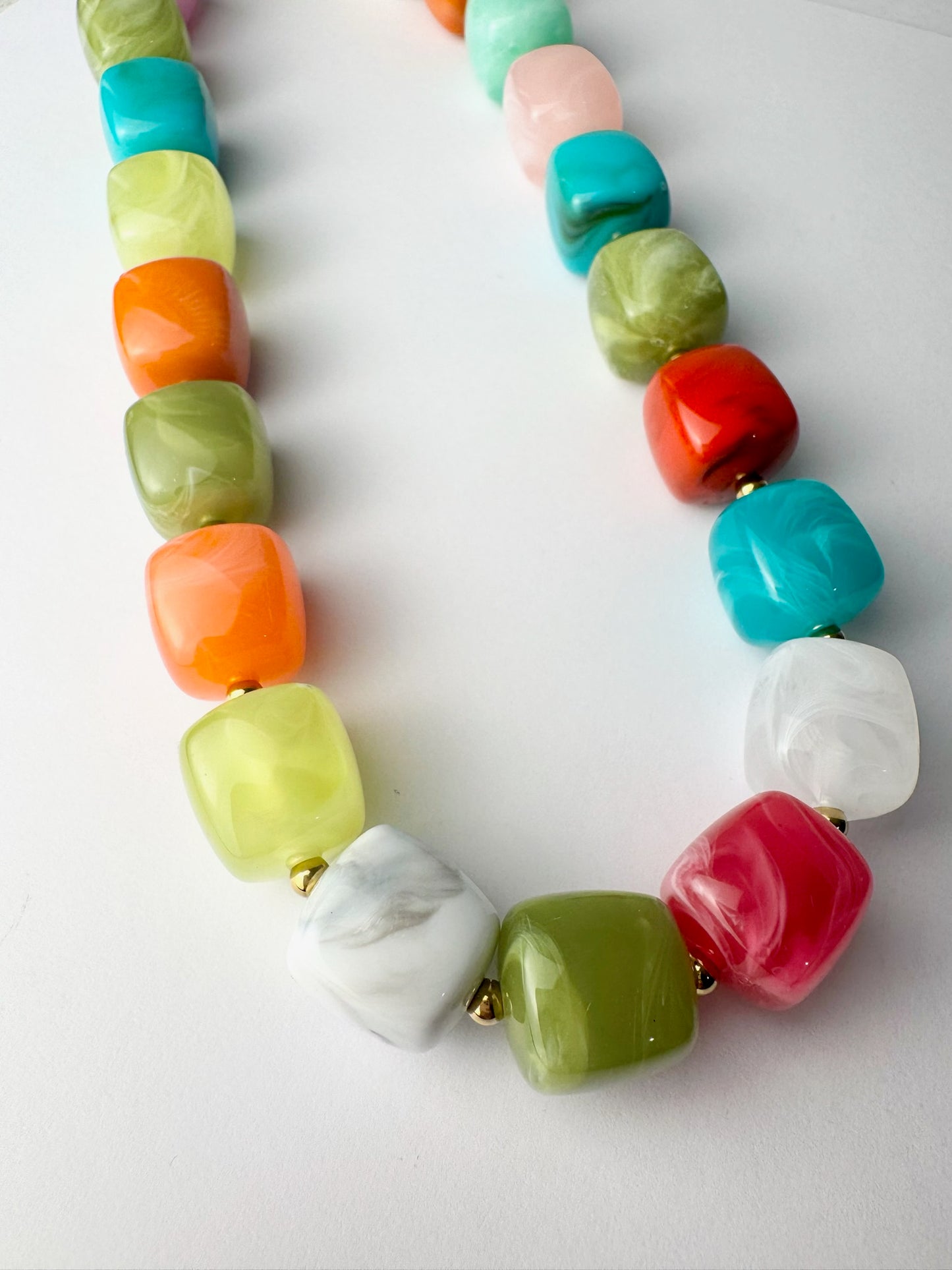 Multi Color Necklace- Square Beads