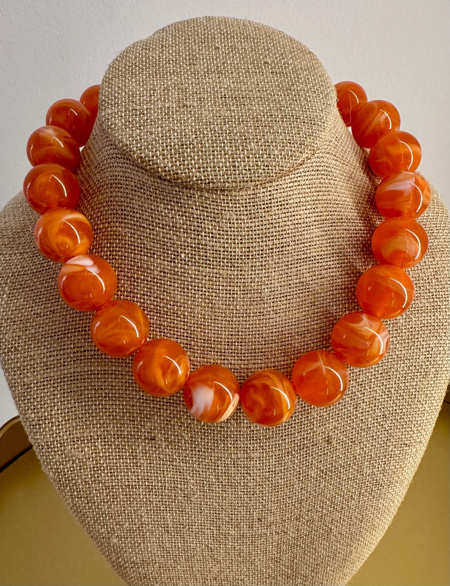 Orange Marble Beaded Necklace