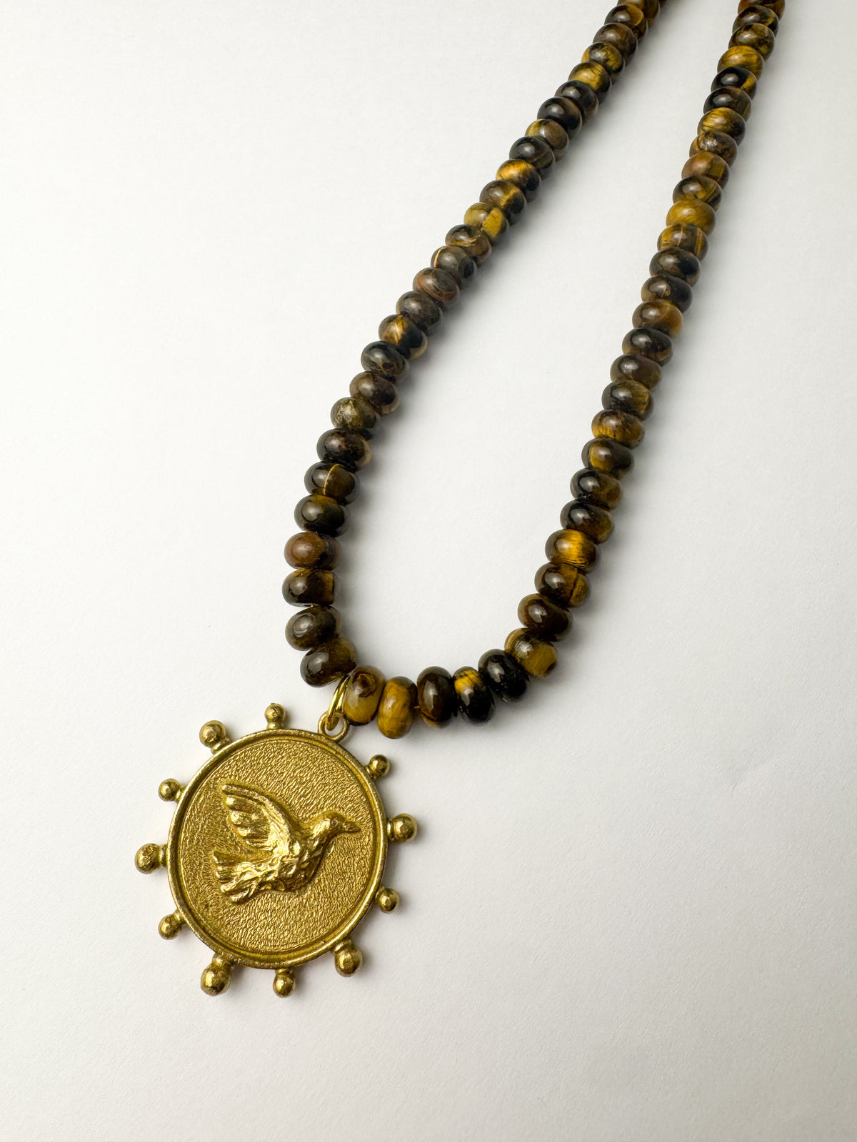 Chocolate Brown Beaded Bird Necklace