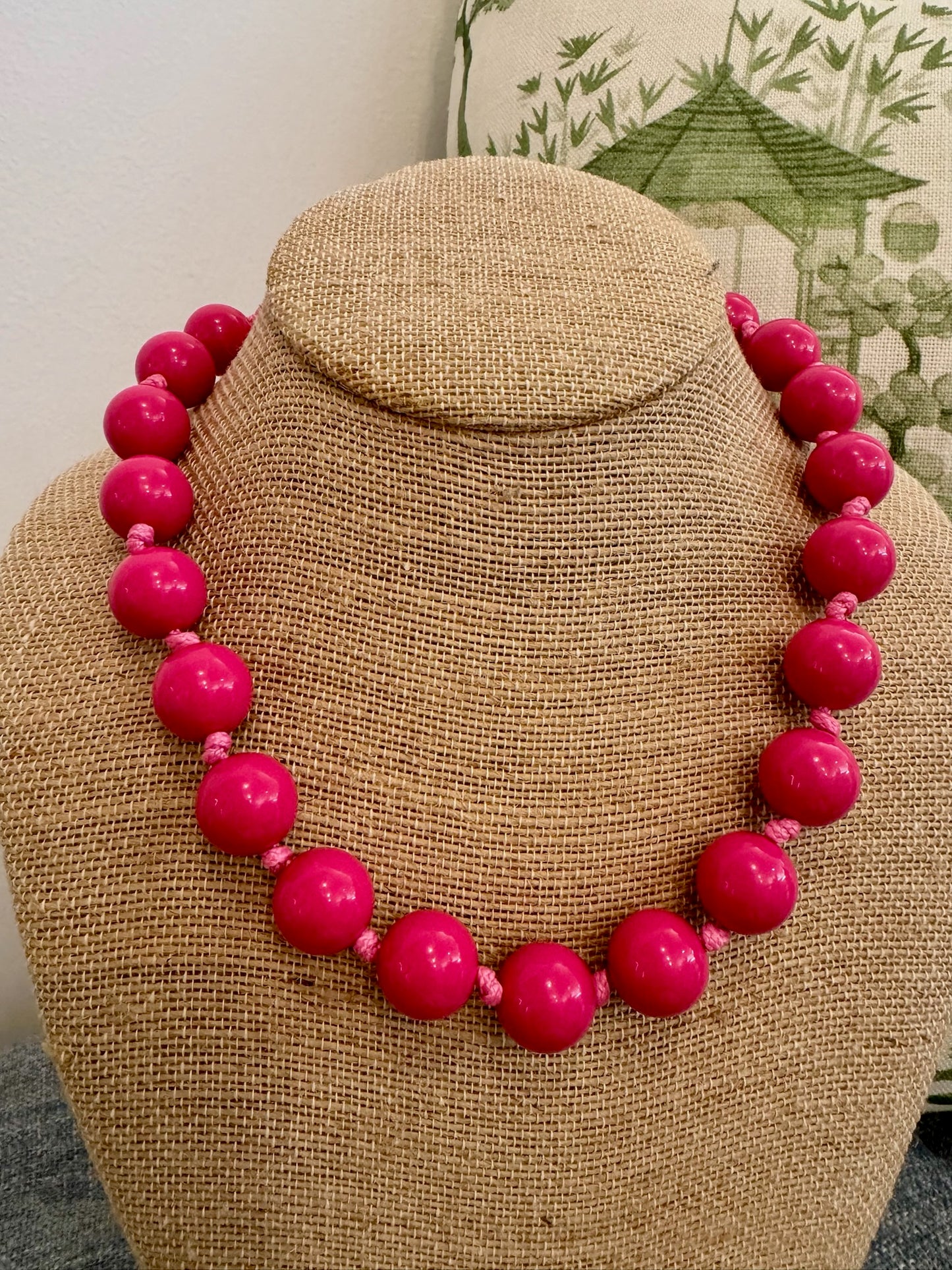 Hot Pink Beaded Necklace