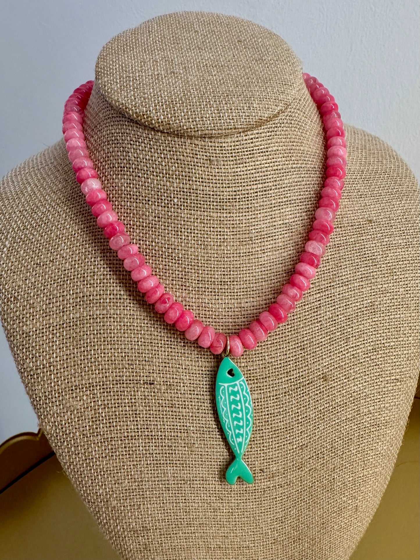 Multi Pink Beaded Fish Necklace