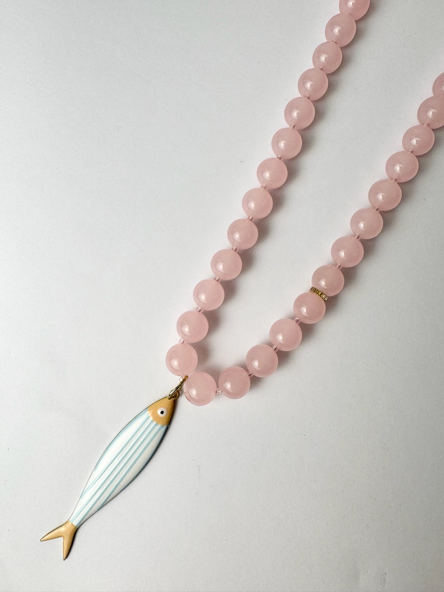 Light Pink Blue Fish Necklace