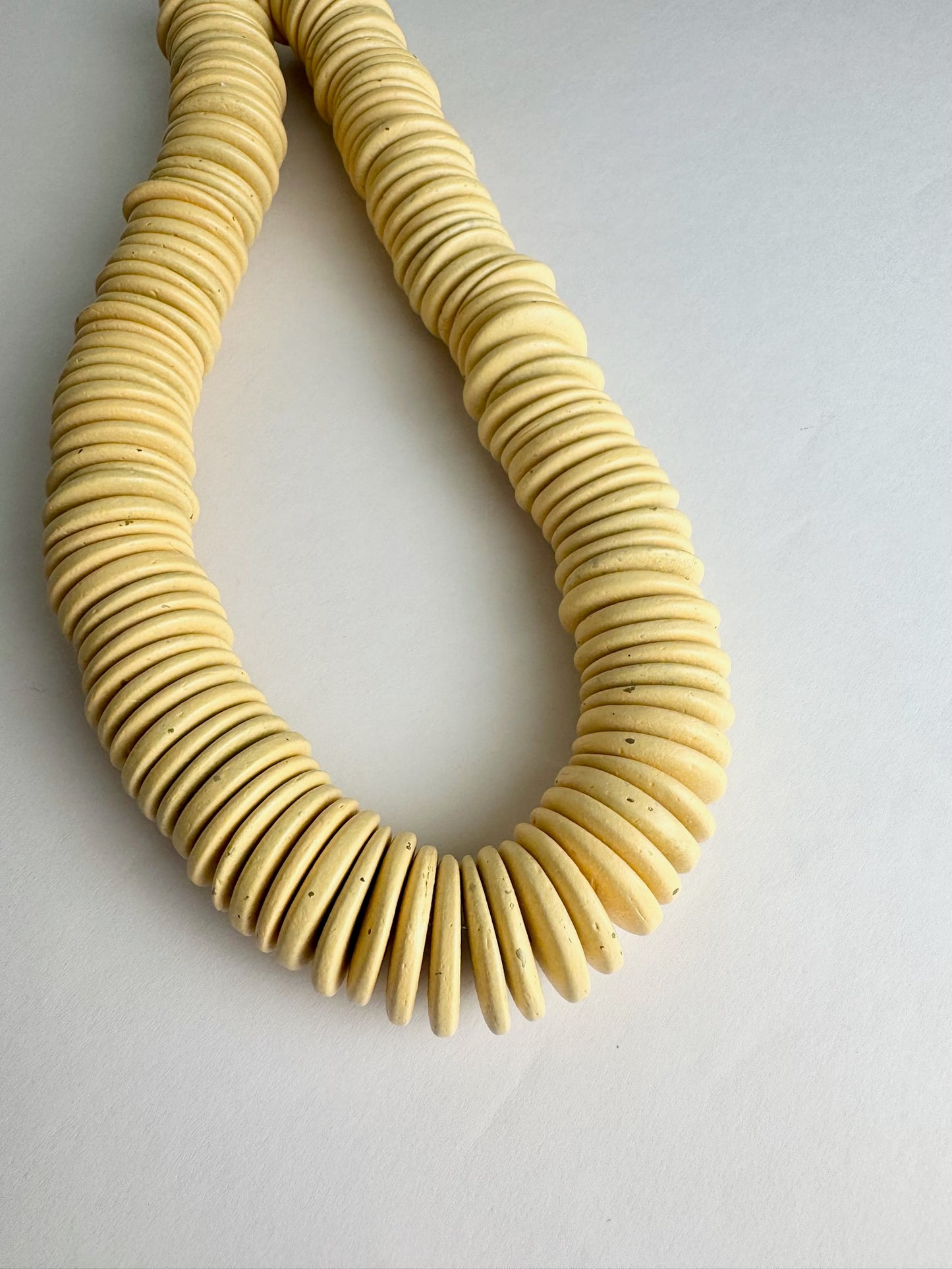 Ivory Wood Disk Bead Necklace