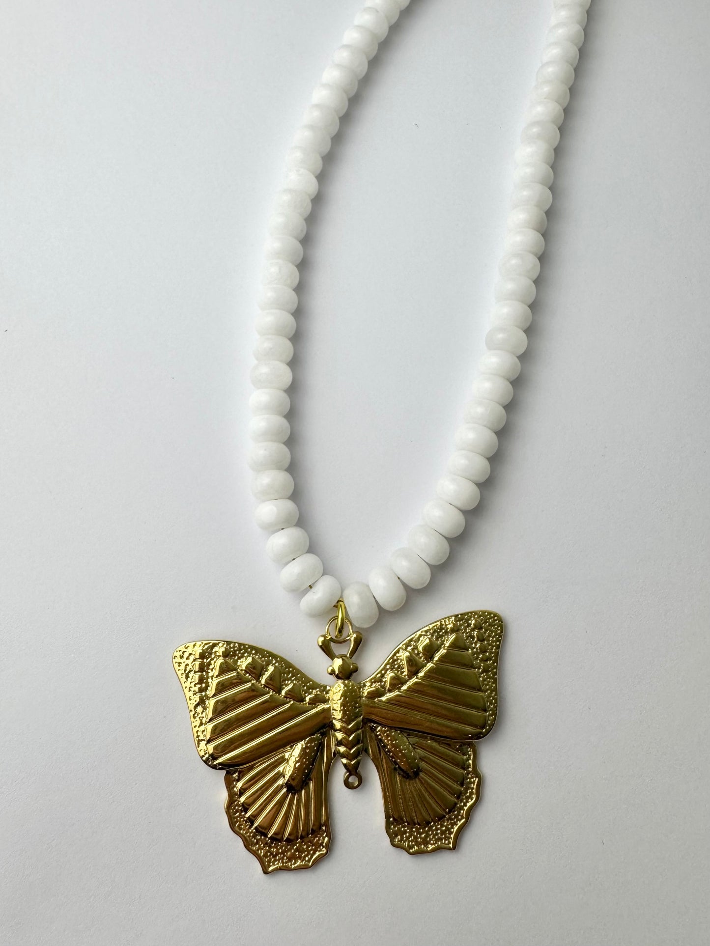 White Butterfly Necklace