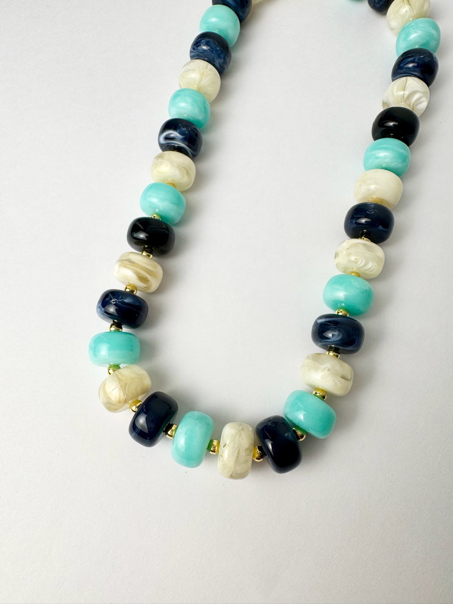 Blue Multi Small Beaded Necklace