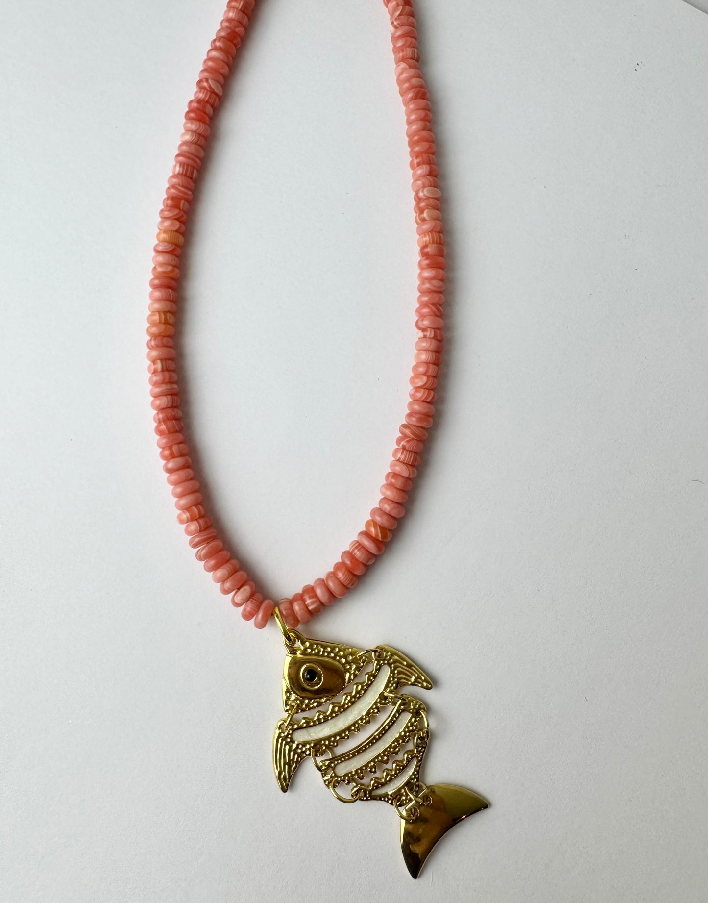 Pink Beaded Fish Necklace