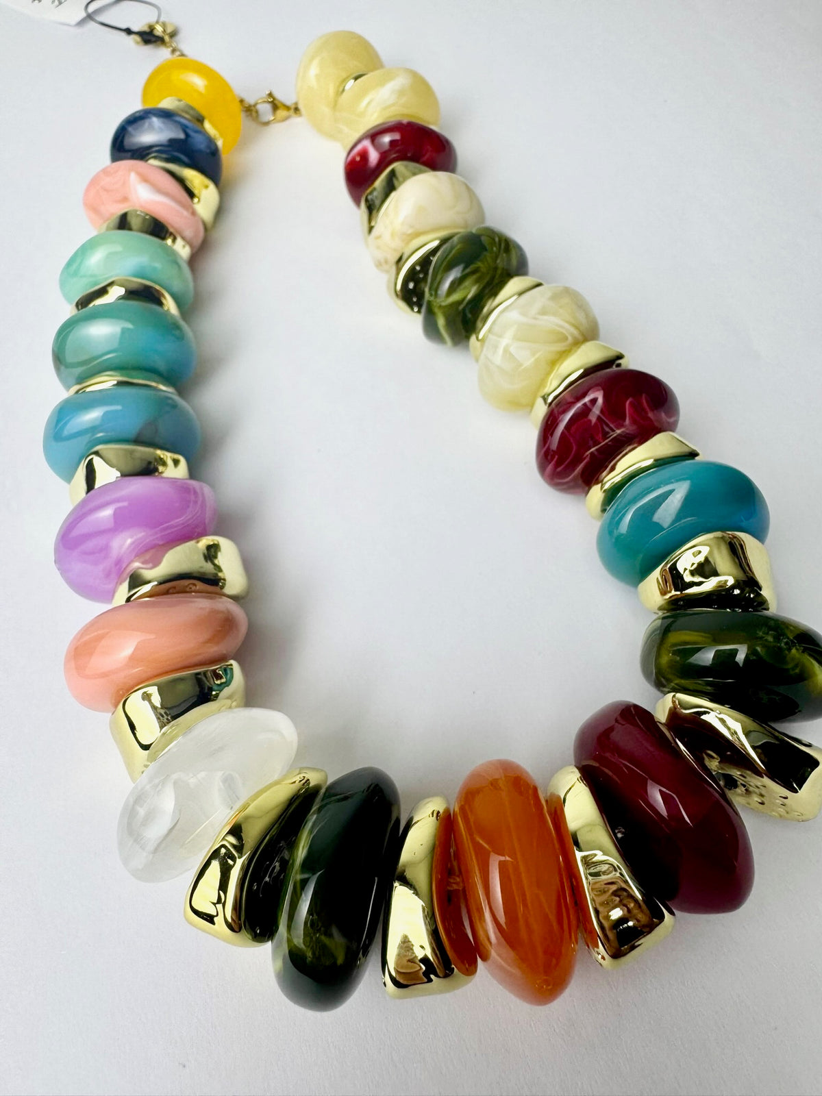 Multicolor Stones and Gold Necklace