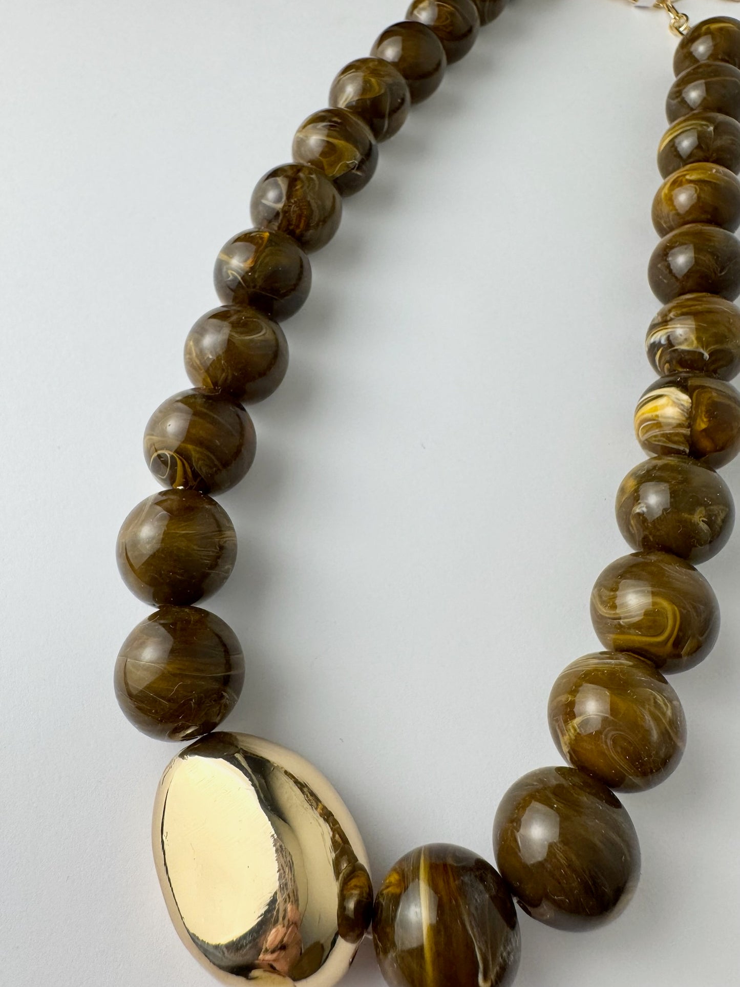 Brown and Gold Beaded Necklace