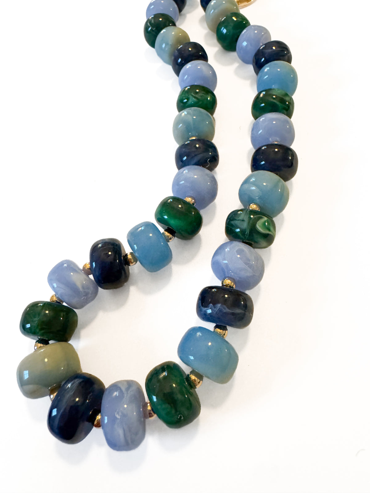 Blue Green Multi Small Beaded Necklace