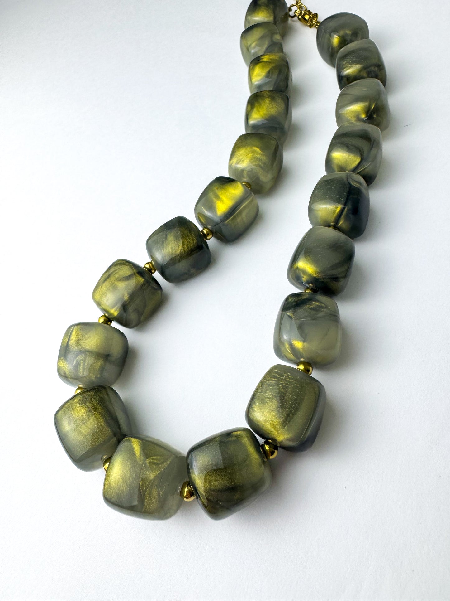 Gold & Gun Metal Beaded Necklace