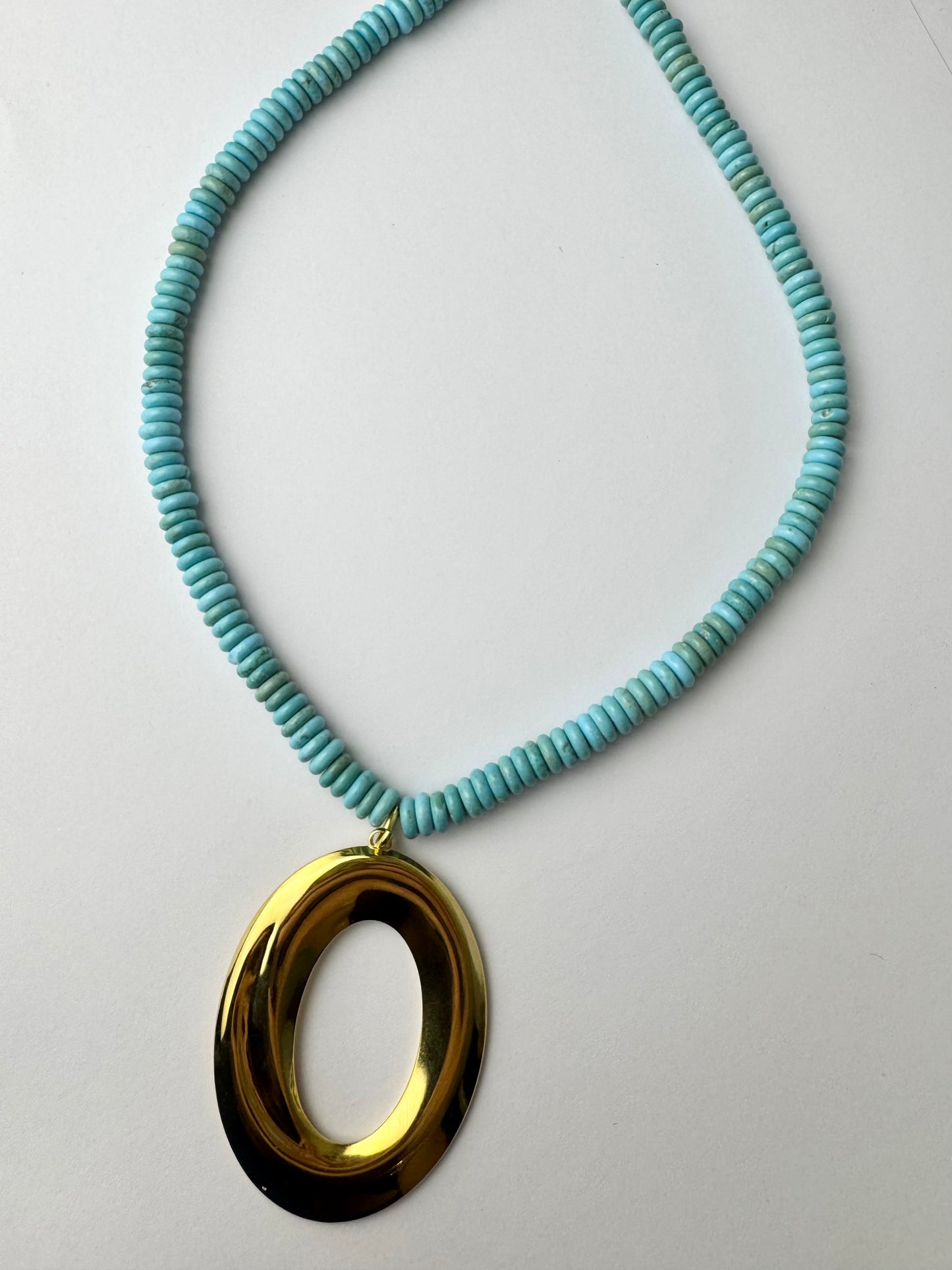 Turquoise Beaded Necklace with Charm