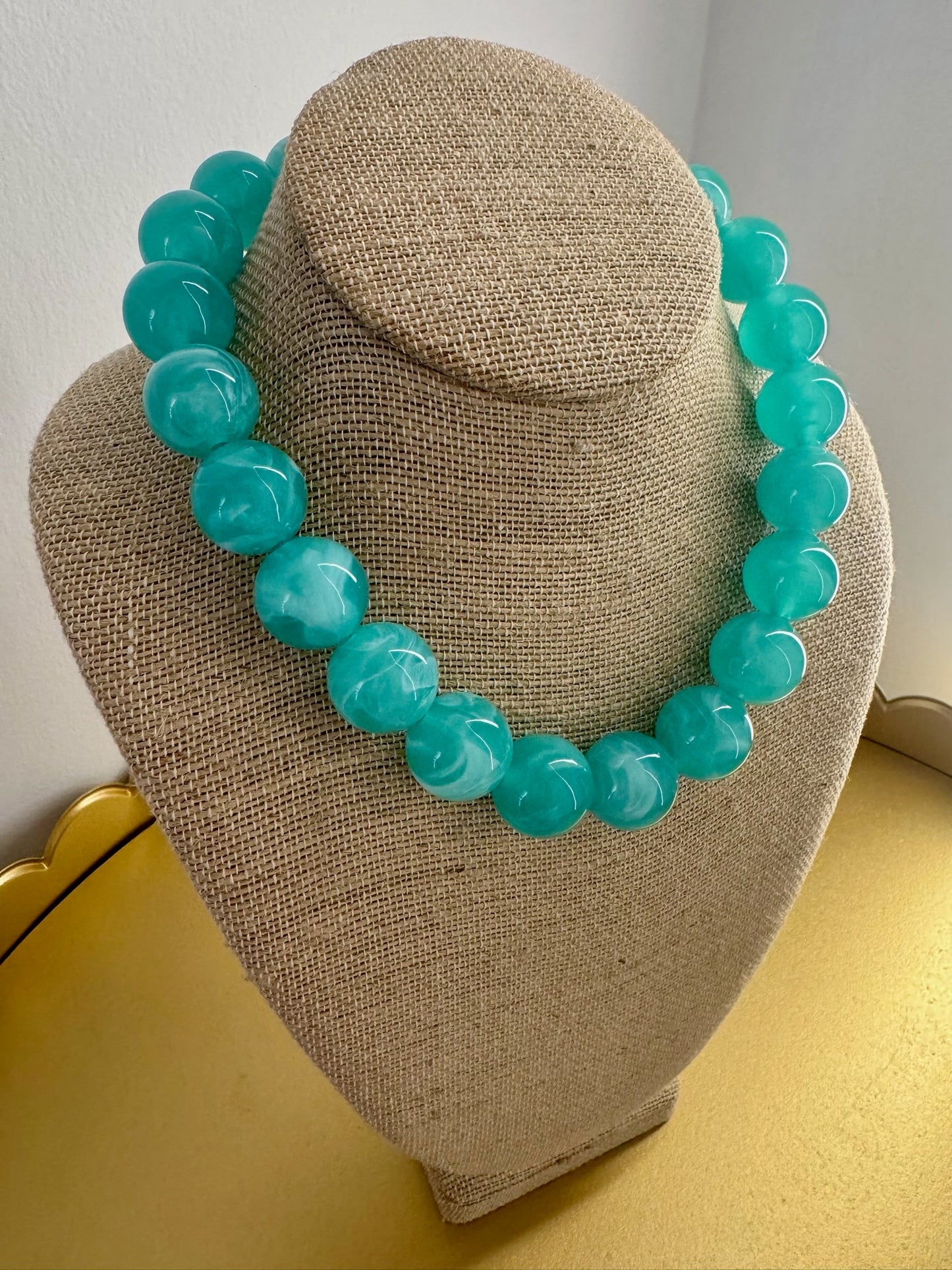 Blue Marble Beaded Necklace