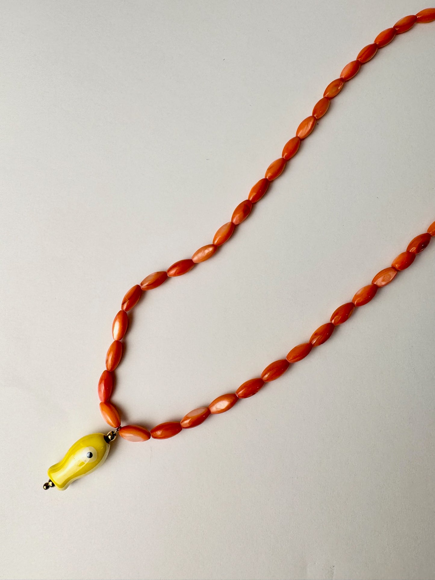 Yellow Fish Coral Beaded Necklace