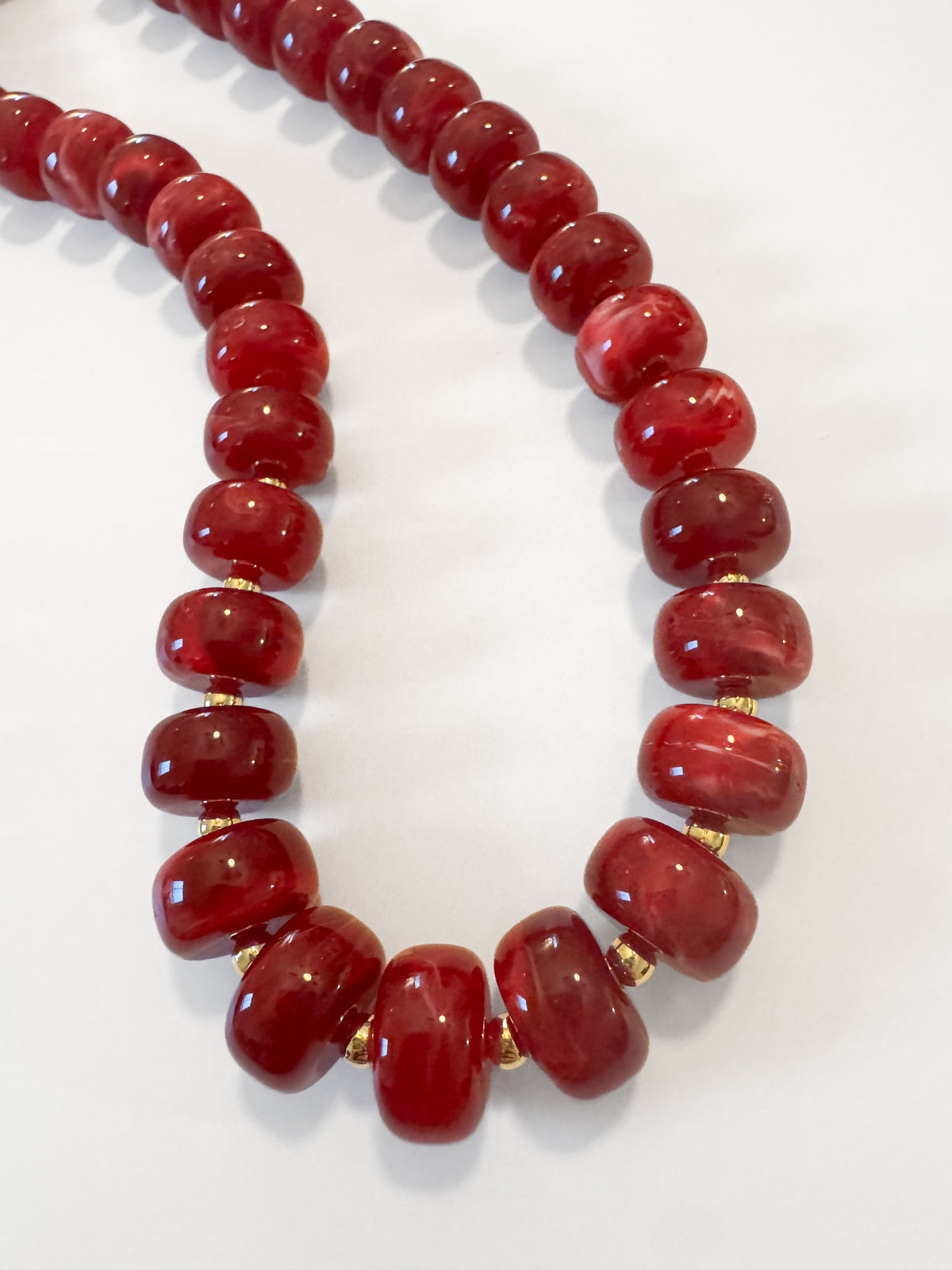 Red Rustic Small Beaded Necklace