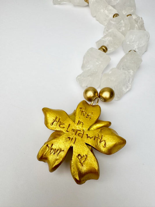 Hidden Truth- Raw Clear Quartz Rocks on Blossom Necklace