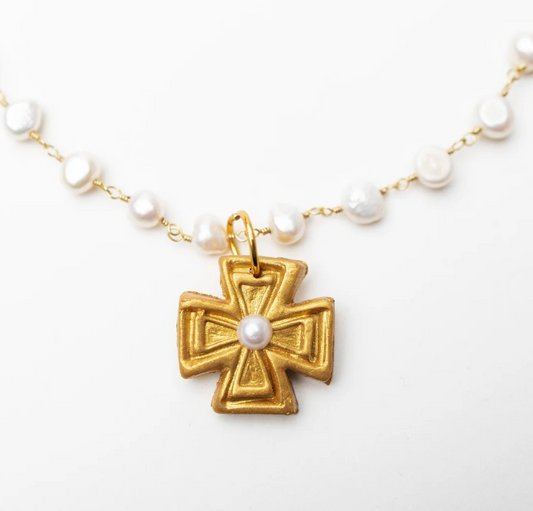 Hidden Truth- Freshwater Pearl Chain with Anna Pearl Cross