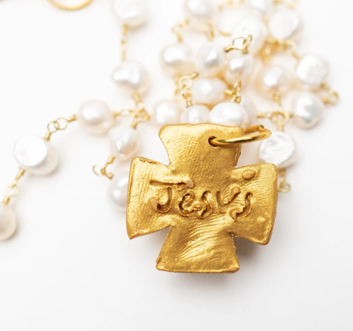 Hidden Truth- Freshwater Pearl Chain with Anna Pearl Cross