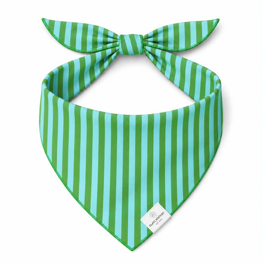 Green & Aqua Stripes Dog Bandana: L/XL