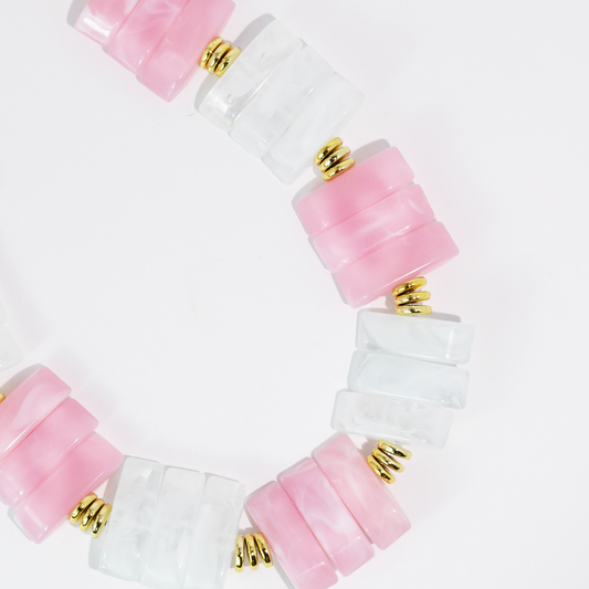 Glow Stone Pink/Clear Necklace
