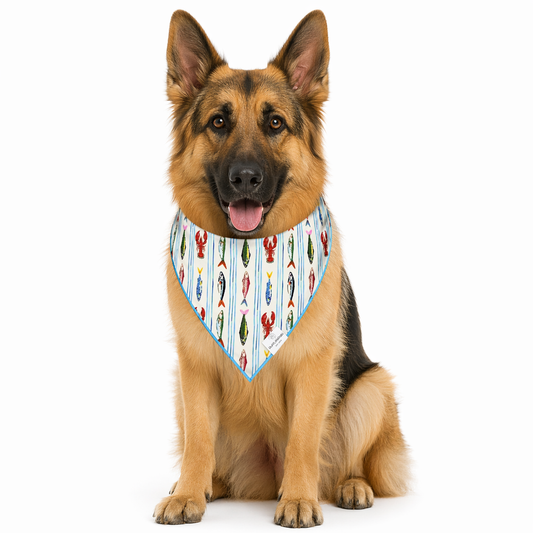 Coastal Fish Striped Dog Bandana: L/XL
