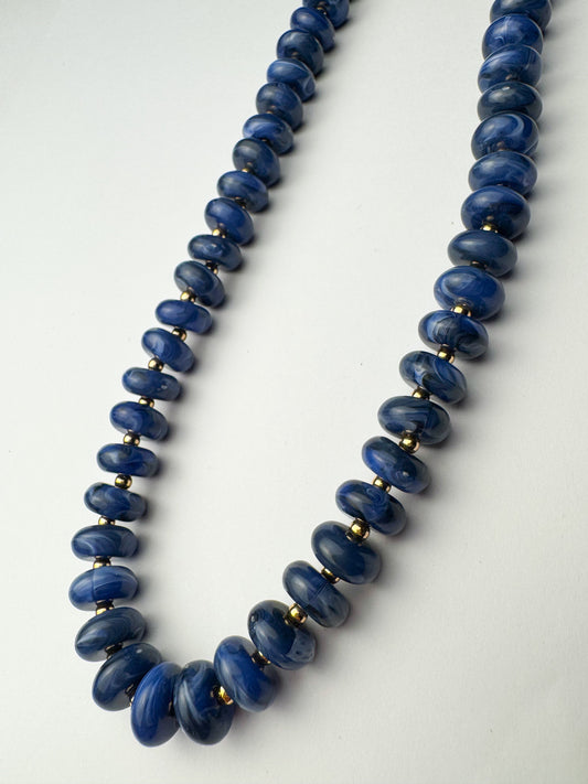 Navy Small Beaded Necklace