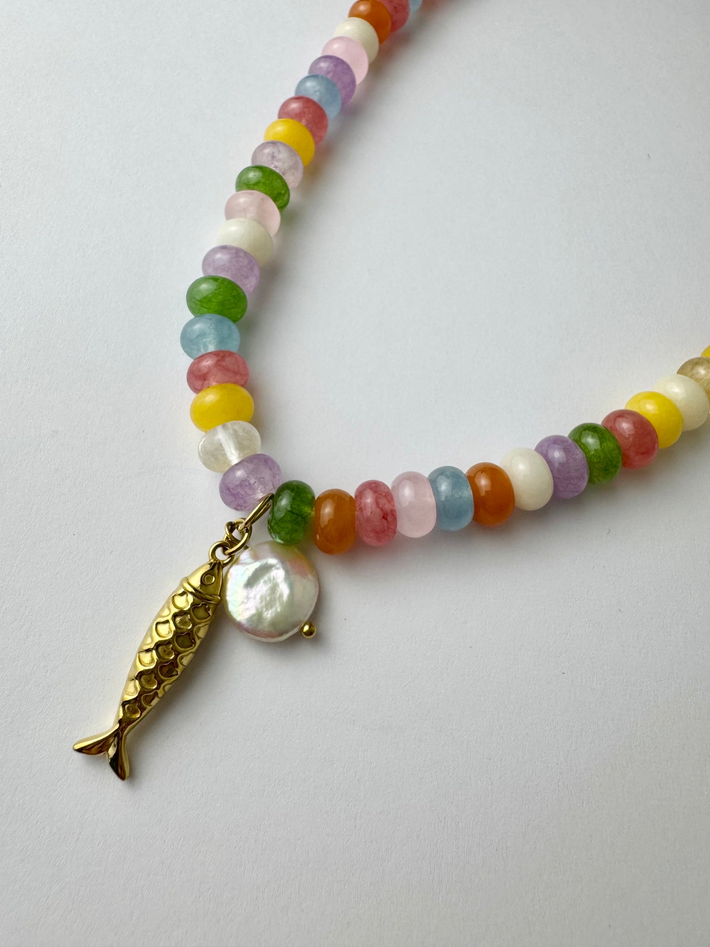 Multi Color Fish Necklace with Pearl