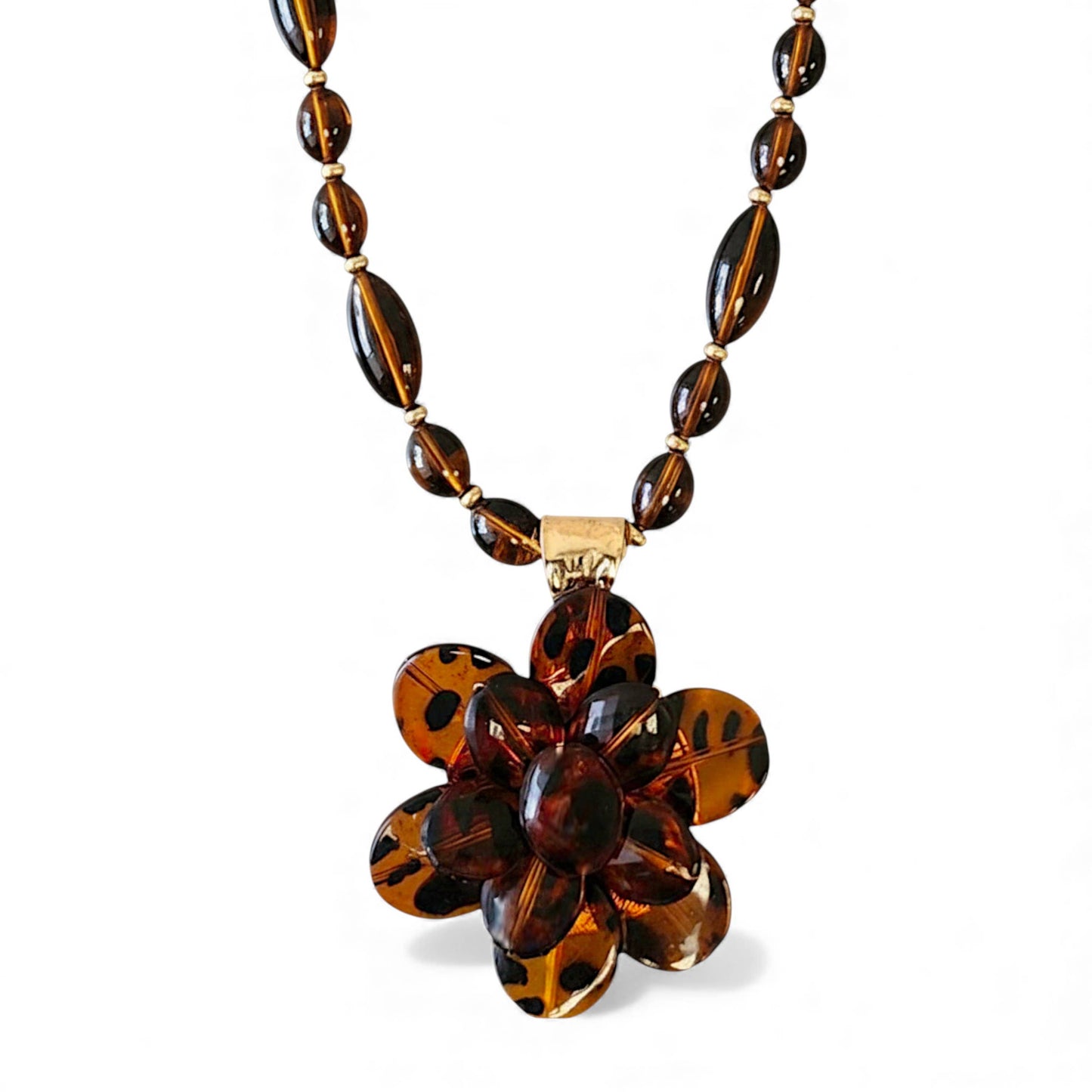 Tortoise Shell Flower Necklace