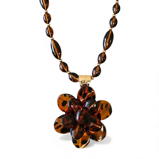 Tortoise Shell Flower Necklace