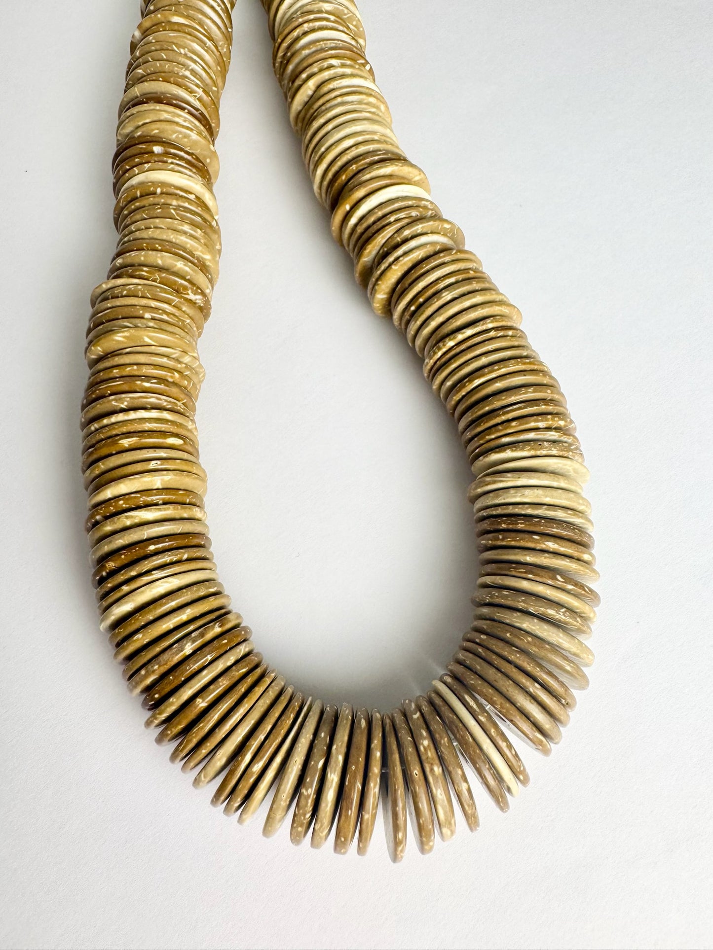 Beige Wood Disk Bead Necklace