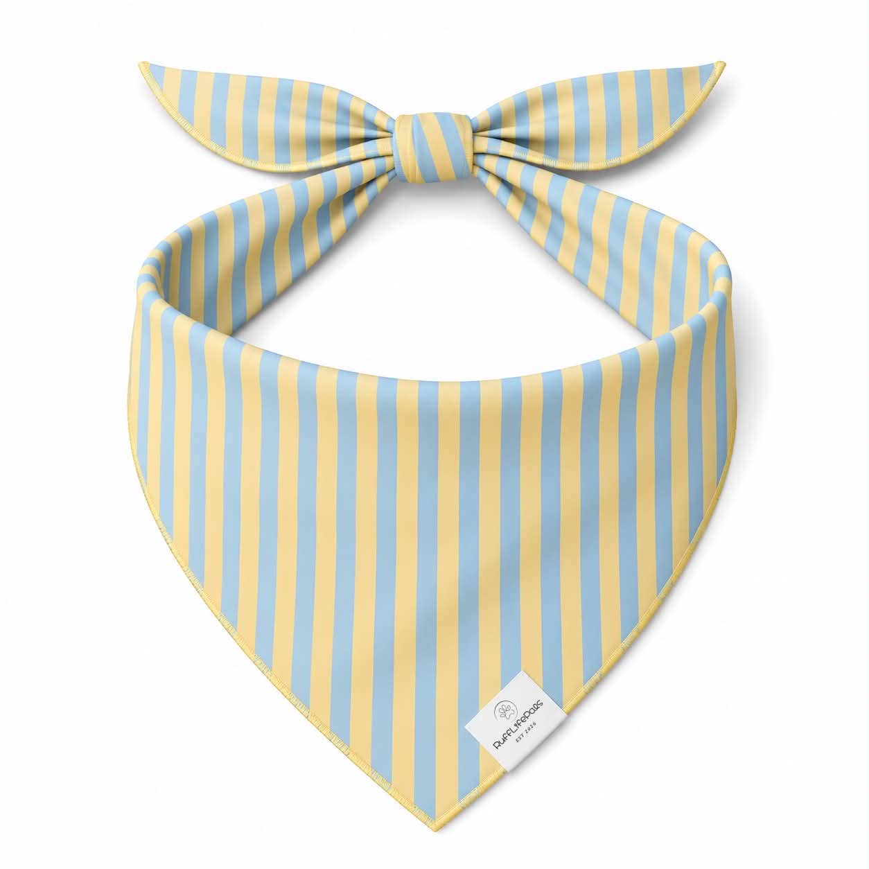 Yellow & Blue Stripes Dog Bandana: S/M