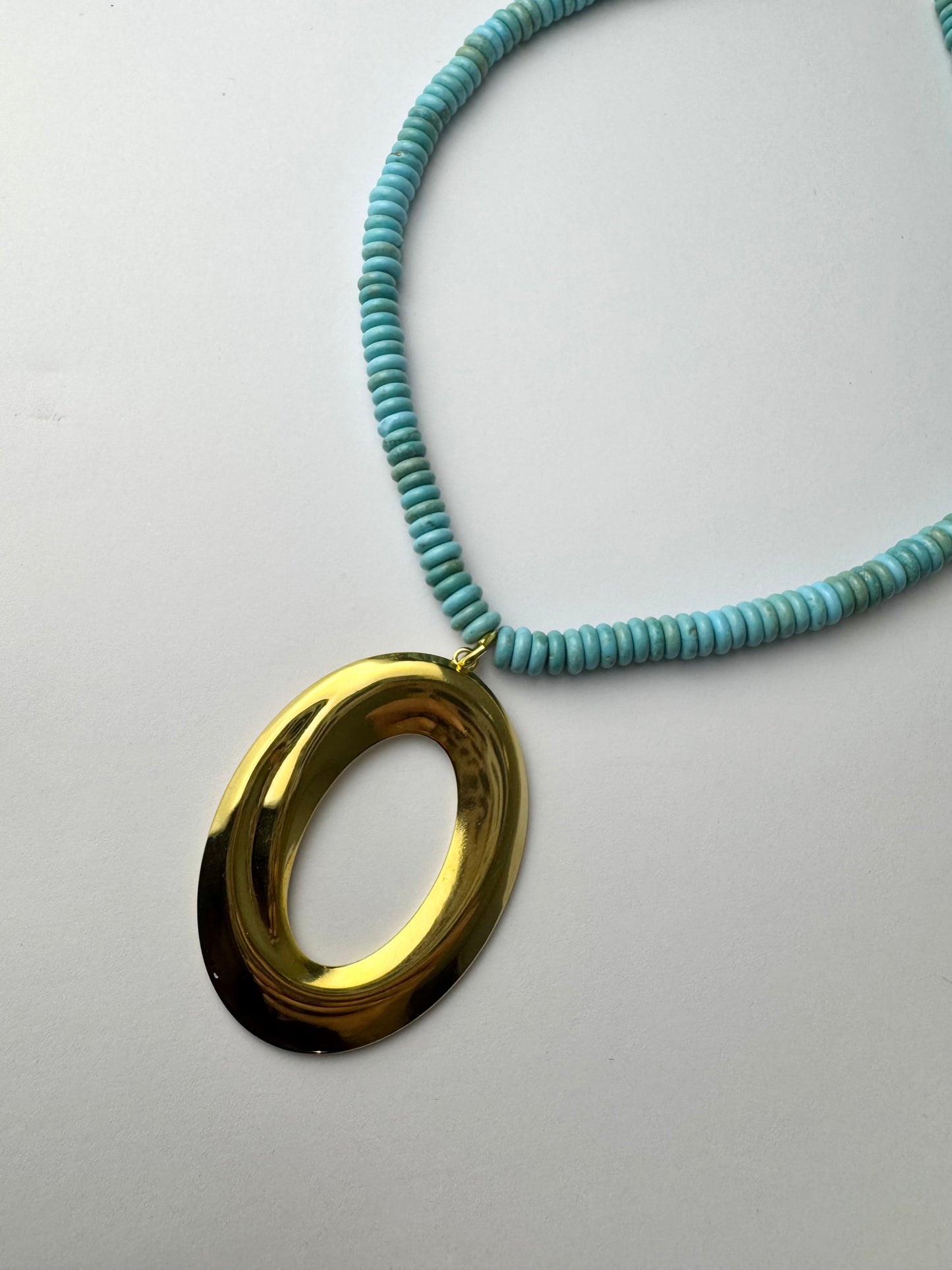 Turquoise Beaded Necklace with Charm