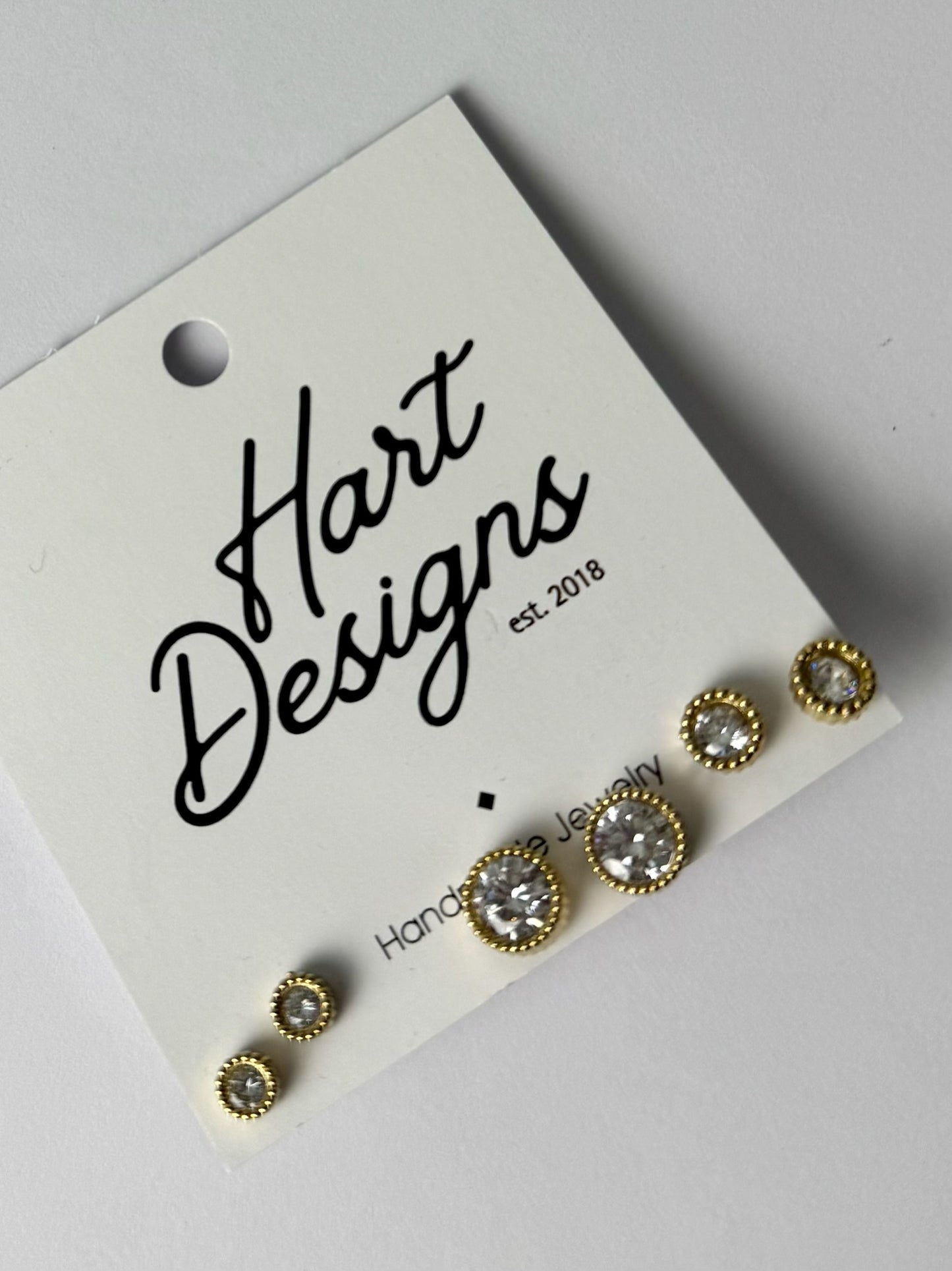 Diamond Stud Earring Set- 3 Pairs