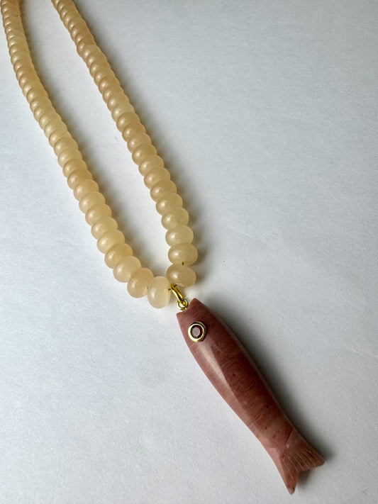 Tan & Mauve Fish Necklace