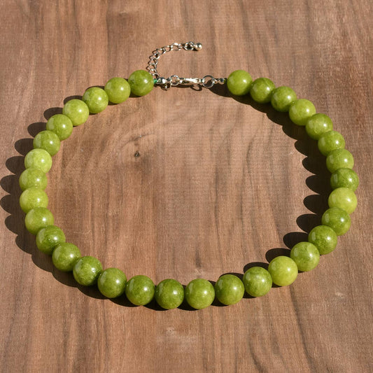 Green Beaded Necklace - small beads