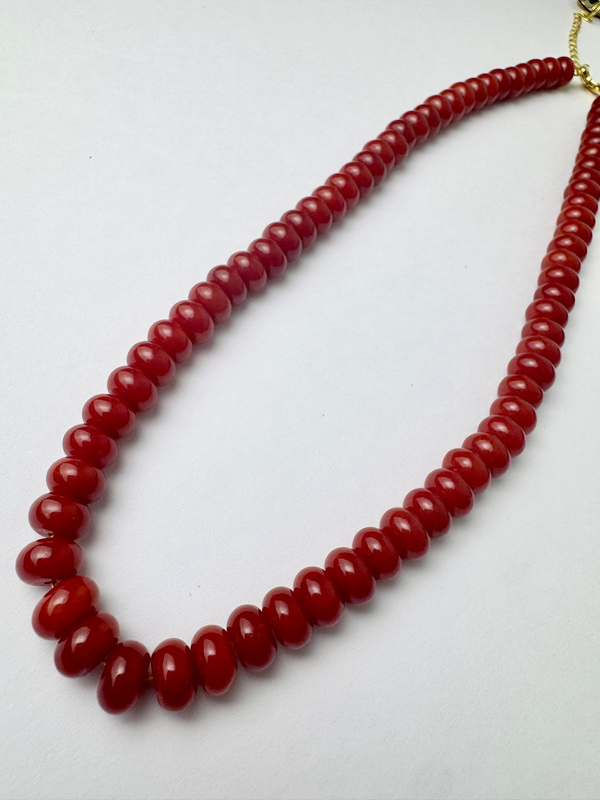 Small Red Beaded Necklace