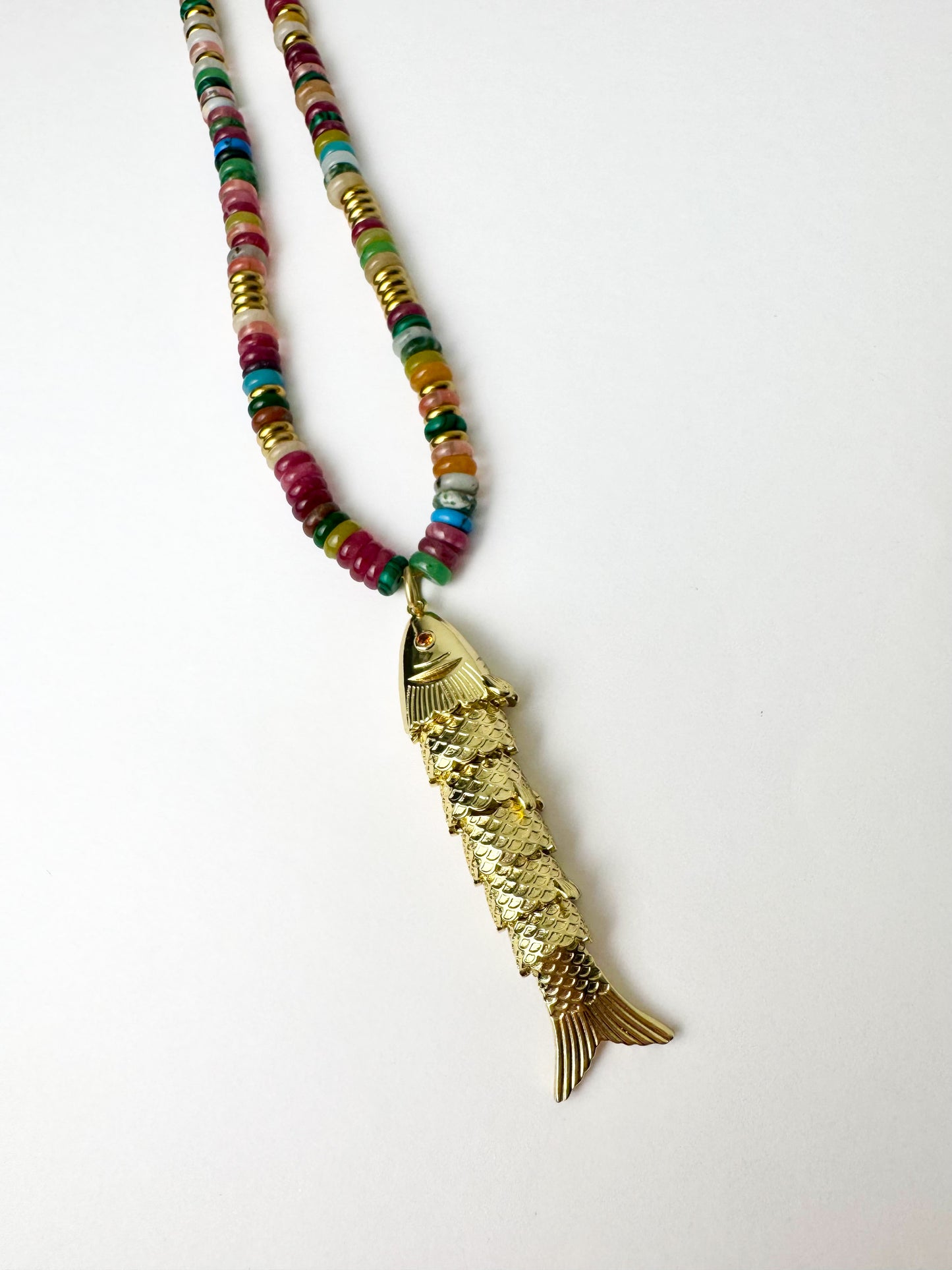 Multicolor Beaded Fish Necklace