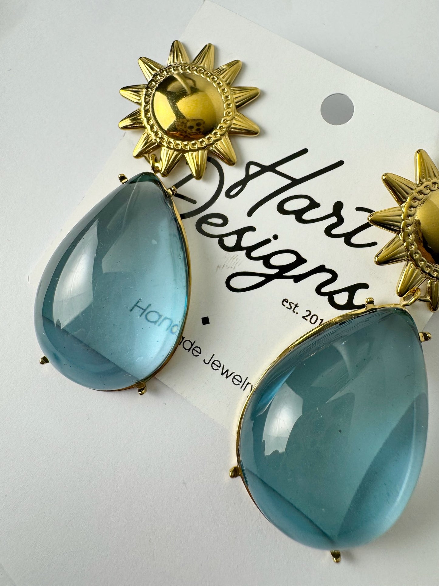 Blue/Gold Statement Earrings