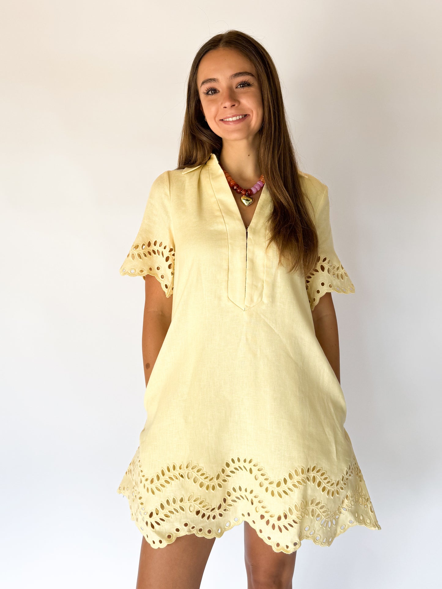 GIGI EYELET SHORT SLEEVE MINI DRESS