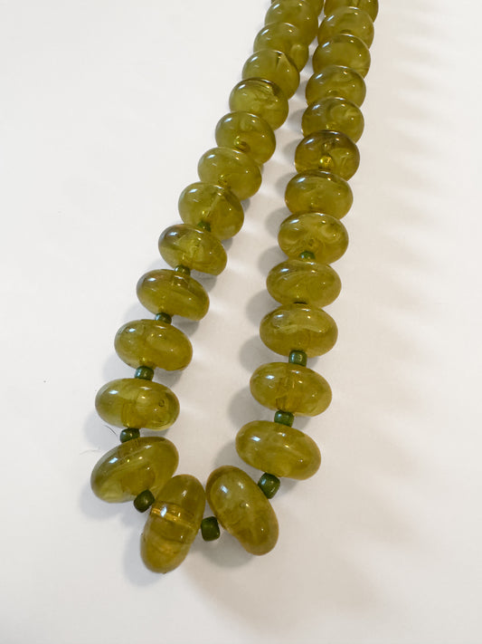 Olive Chunky Beaded Necklace