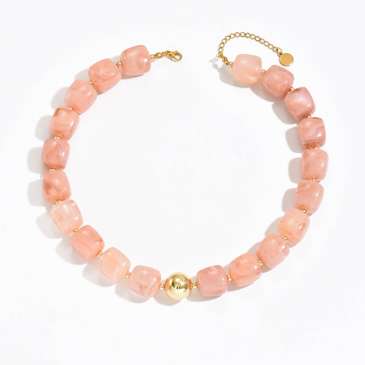 Pink Marble Beaded Necklace