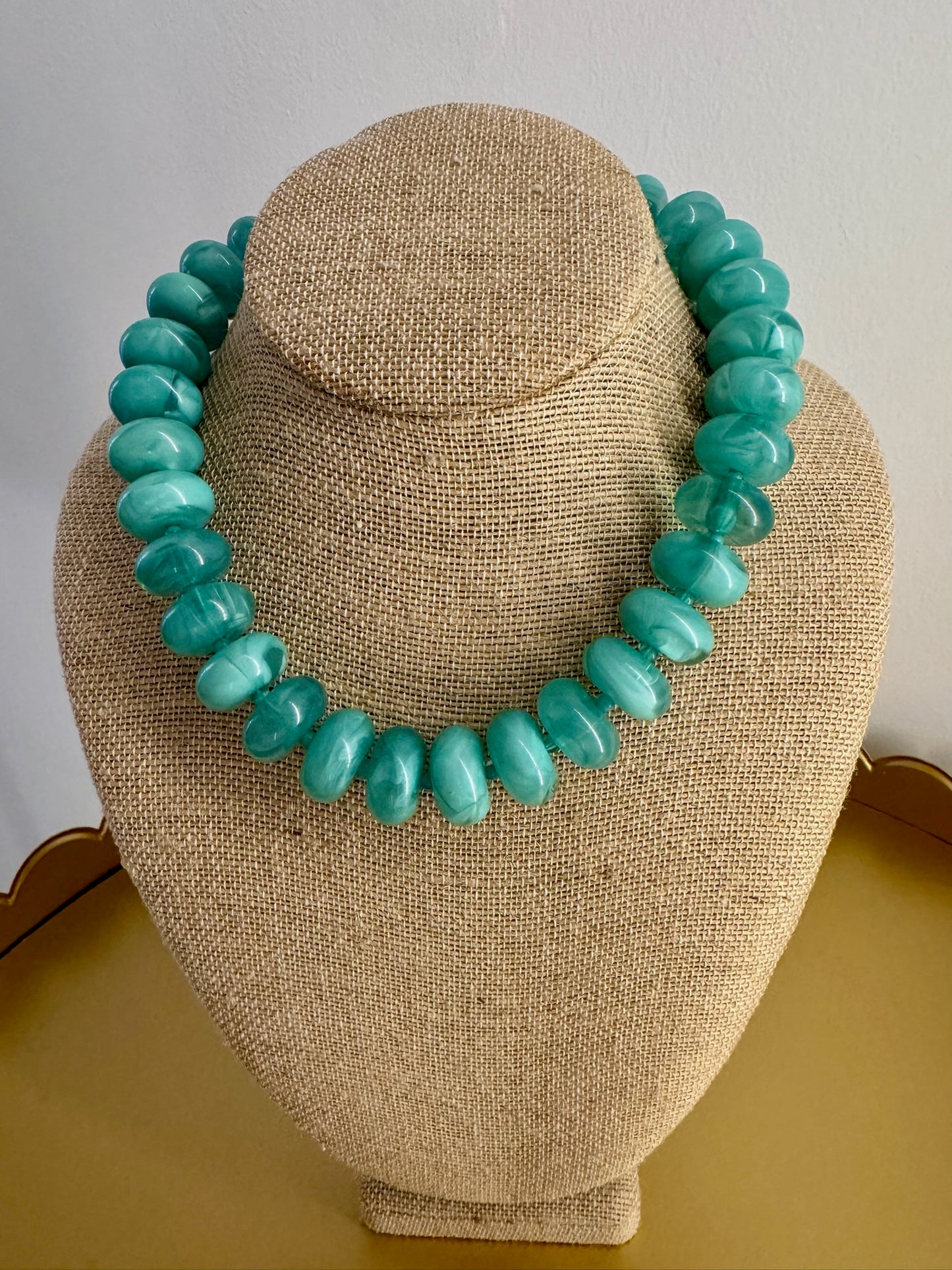 Teal Chunky Beaded Necklace
