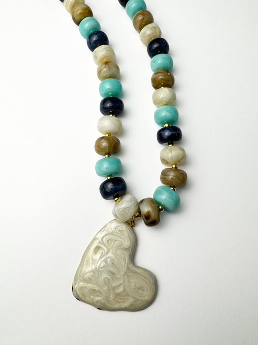 Blue Multi Heart Pendant Necklace