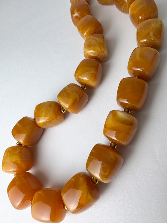 Caramel Square Beaded Necklace