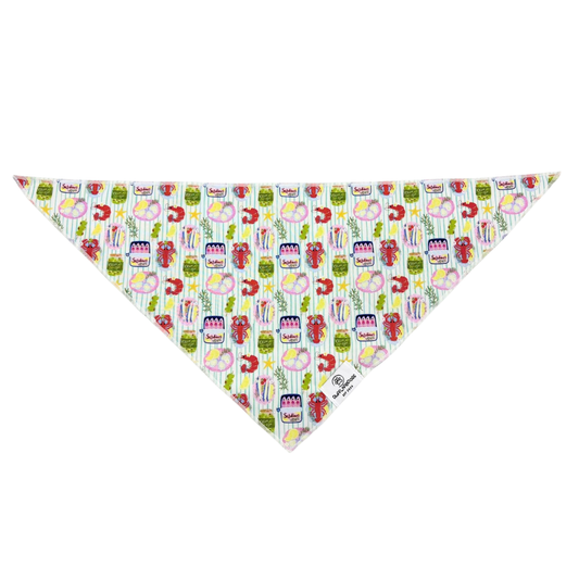 Lobster, Shrimp, Sardines Dog Bandana: L/XL