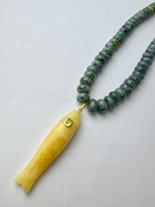 Blue & Yellow Fish Necklace