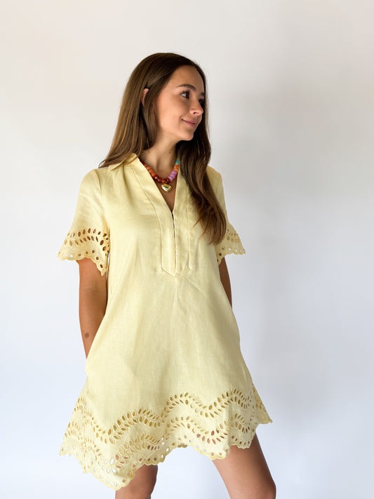 GIGI EYELET SHORT SLEEVE MINI DRESS