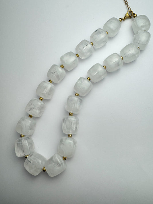 Clear Square Beaded Necklace