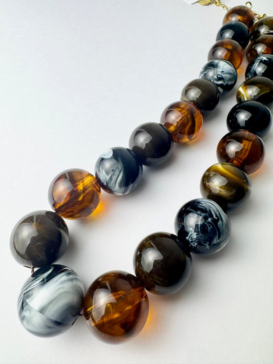 Black/Brown Multi Beaded Necklace